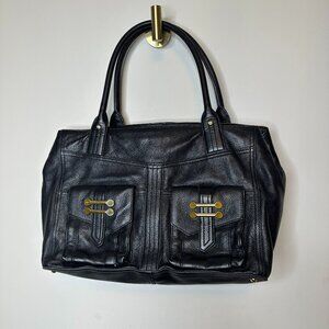Lauren Ralph Lauren MCMLXVII Black Leather Tote Bag - Gold Hardware
